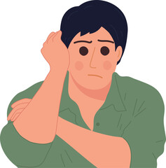 Male, Thinking Person Mood, Pensive and Confuse Illustration Graphic Cartoon Art