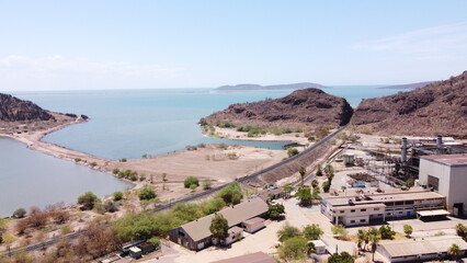 Fototapeta na wymiar PHOTOGRAPHY WITH DRONE OF SUNSET IN GUAYMAS BEACH SONORA MEXICO