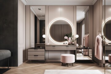 Luxury modern men dressing room. Generative AI