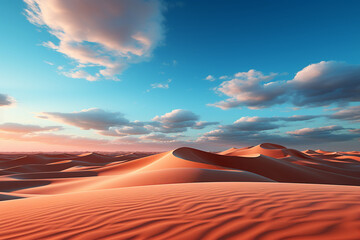 Plakat Symbolic evening sky and arid sand dunes evoke global warming's harsh reality Generative AI