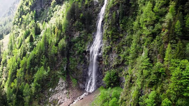 Panning shot right to left OF waterfall at Wager Alm Mittersill Austria