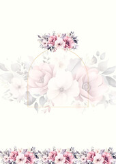 Floral wedding invitation template set with elegant brown leaves decoration. Botanic card design concept