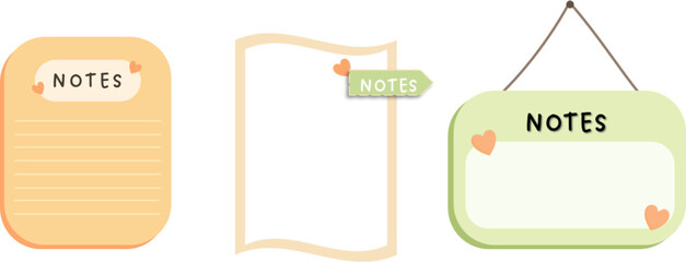 Illustration of the set of cute note paper