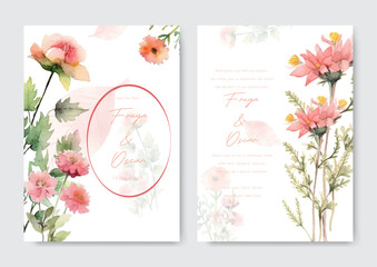 beautiful hand drawing wedding invitation floral design