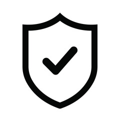 Protected shield with check mark icon. Security protection approved concept symbol element.