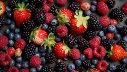 Sweet berry fruit dessert, healthy and organic generated by AI