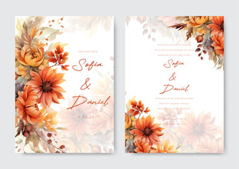beautiful wedding invitation card template with white and yellow roses