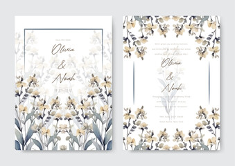 hand drawn floral wedding invitation