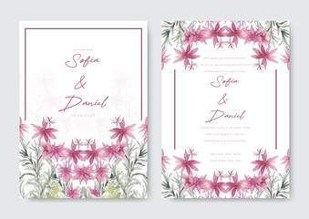 elegant wedding stationery with navy blue flower and leaves