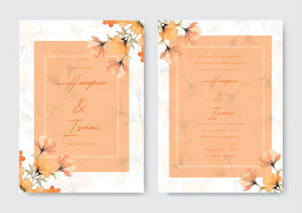 elegant wedding stationery with navy blue flower and leaves