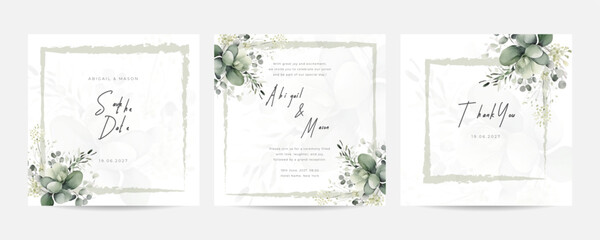 double sided wedding invitation template with purple flower
