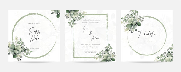 Fototapeta na wymiar double sided wedding invitation template with purple flower