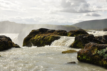 Fototapeta na wymiar Breathtaking view of a beautiful Godafoss waterfall in Iceland