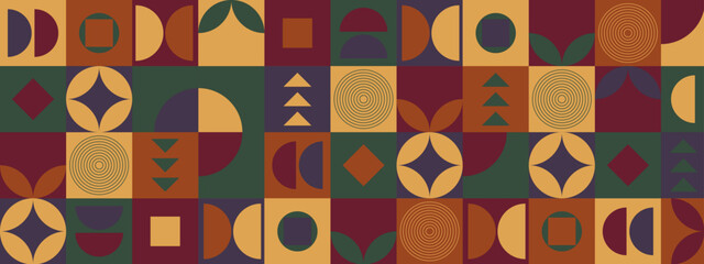 flat mosaic horizontal banners set