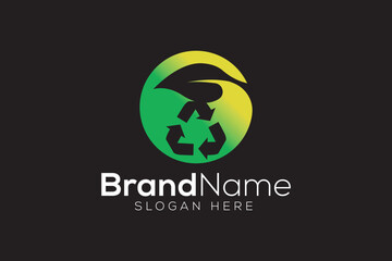Eco wood and wood recycle logo design vector template