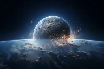 Crédence de cuisine en verre imprimé Pleine Lune arbre Planet Cloud In Space, Generative AI 