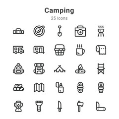 25 icons collection on camping and related topics