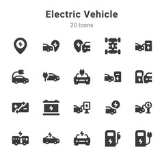 25 icons collection on electric vehicle on related topics