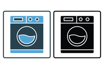 Washing machine icon. icon related to Household appliances, electronic. Solid icon style design. Simple vector design editable