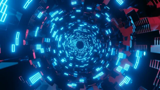 Sci-fi style blue tunnel with loop, perfect for tech and cyberspace background
