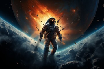 Obraz na płótnie Canvas Spaceman And Planet, Generative AI