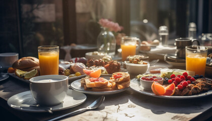 Freshness on the table: continental breakfast delight generated by AI