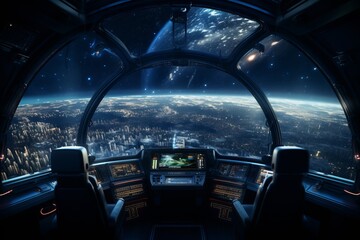  View Of Planet From Inside A Space Shuttle, Generative AI