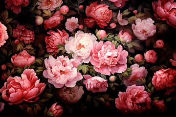 Obraz na płótnie Canvas Abstract background of flowers, ai generated