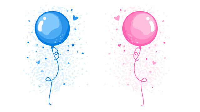 Blue and Pink Helium Balloons for Gender Reveal Party, Event Decoration, Greetings, Invitations, Baby Shower, Holiday, Birthday, It's a Boy, It's a Girl