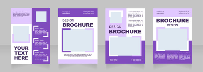 Fototapeta premium Strategy purple blank brochure layout design. Planning event. Vertical poster template set with empty copy space for text. Premade corporate reports collection. Editable flyer paper pages
