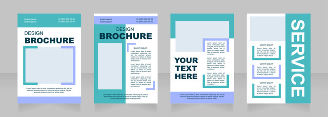 Mall blue blank brochure layout design. Store info and shopping. Vertical poster template set with empty copy space for text. Premade corporate reports collection. Editable flyer paper pages