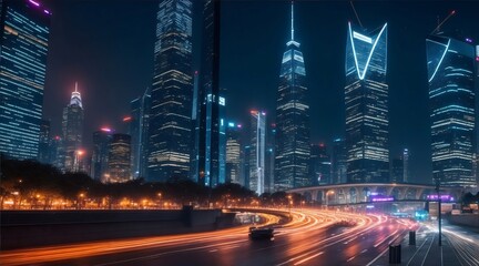 Fototapeta na wymiar bustling atmosphere of a city at night