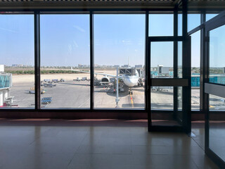 Qatar Airways flight at Karachi International Airport terminal gate ready for takeoff 