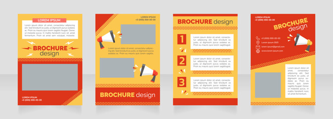 Promotional campaign blank brochure layout design. Marketing service. Vertical poster template set with empty copy space for text. Premade corporate reports collection. Editable flyer paper pages