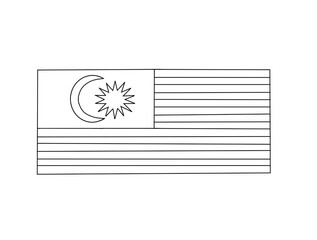 Malaysian flag for colouring sheet in black and white illustration