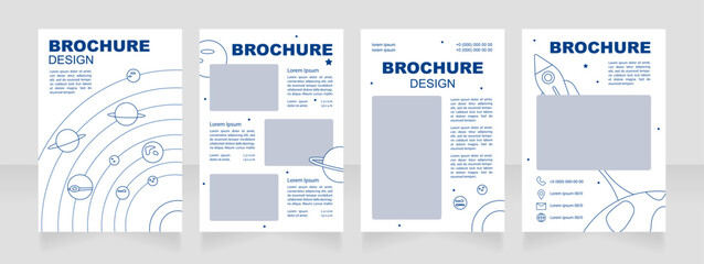 Choosing university for space science blank brochure design. Template set with copy space for text. Premade corporate reports collection. Editable 4 paper pages. Arial Black, Regular fonts used