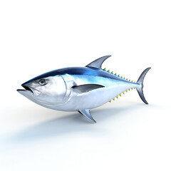 Tuna fish on white background. 3D illustration digital art design, generative AI