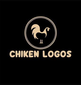chicken flat logo illustration design.