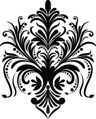Vintage damask baroque ornament with floral retro antique style. Acanthus pattern foliage swirl design element wedding decoration. Isolated element.