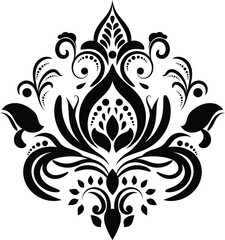 Vintage damask baroque ornament with floral retro antique style. Acanthus pattern foliage swirl design element wedding decoration. Isolated element.