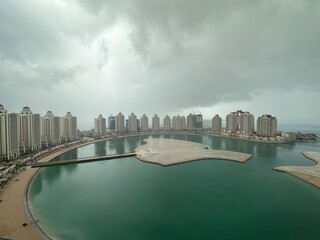 Fototapeta premium Residential buildings in the Pearl Qatar, an artificial island in Doha