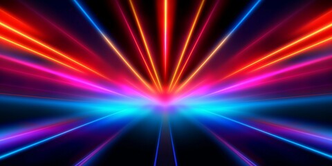 Obraz premium Abstract neon lights background with laser rays, and glowing lines. AI-Generated