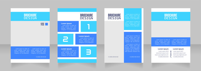 Corporate event promo blank brochure design. Template set with copy space for text. Premade corporate reports collection. Editable 4 paper pages. Bebas Neue, Lucida Console, Roboto Light fonts used