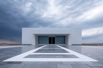 modern minimalistic building ground view