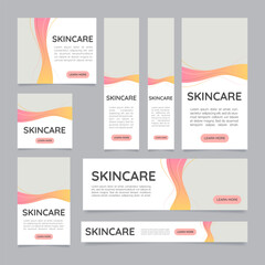 Aesthetic medicine clinic promo web banner design template. Vector flyer with text space. Advertising placard with customized copyspace. Printable poster for advertising. Quicksand font used