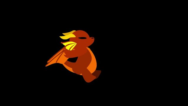 animated video of a baby dragon spitting fire from its mouth