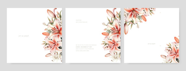 vector hand drawn floral wedding invitation card template