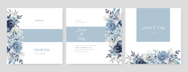 vector hand drawn floral wedding invitation card template
