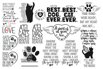 Pet memorial quotes set. Rainbow bridge. Vector illustration.
