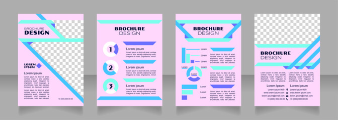Economic growth pink blank brochure design. Template set with copy space for text. Premade corporate reports collection. Editable 4 paper pages. Syncopate, Poller One, Arial Regular fonts used